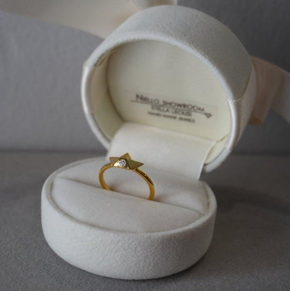 Gold Origami Paper Boat Ring with Diamond ~ Custom made for Pjotr